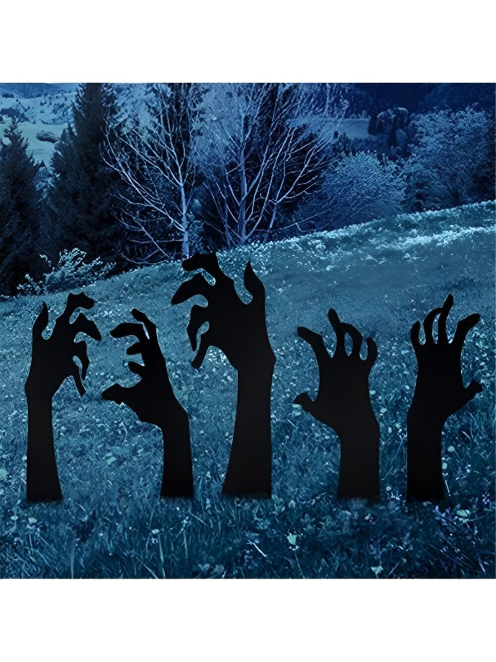 5 Pack Halloween Black Hands Yard Signs with Stakes Scary Silhouette